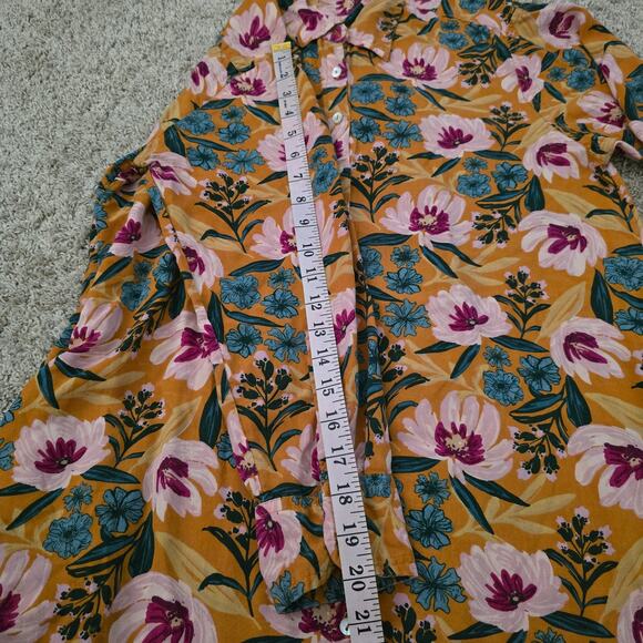 Natural Life Floral Shirt Dress Yellow Coastal Boho Tunic Sz S Artsy Resort wear - Picture 4 of 8